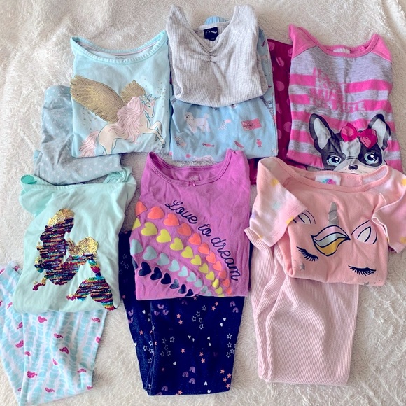 🌙 💤 9 Pairs PJ girl pajama lot, bundle winter and fall long pants 💤 🌙 - Picture 5 of 13